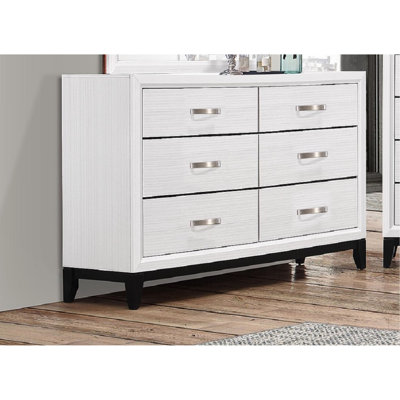 Mobilier de chambre à coucher contemporain en bois avec commode 6 tiroirs 1pc