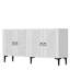 Console moderne blanche de 59,1 po x 29,5 po x 12,6 po | 100% panneau de particules enduit de mélamine, épaisseur: 0,7 pouce | Plusieurs tablettes, fixation murale, conception géométrique | Parfait pour le salon ou le vestibule-1835047566