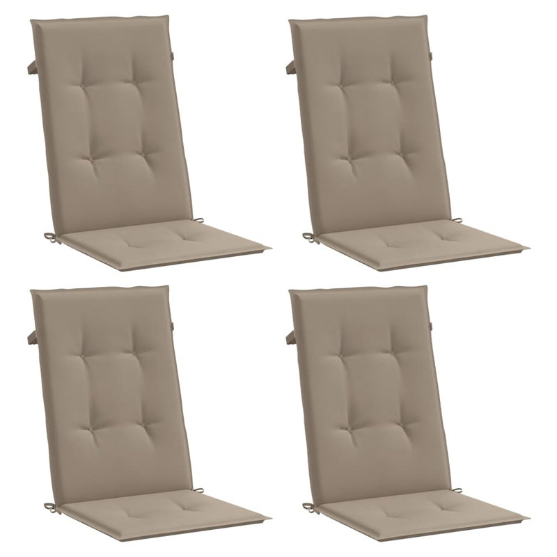 Ensemble de 4 coussins de chaise d'extérieur en polyester taupe 47,2 x 19,7 x 1,2 Highback, H 47,2 po x l 19,7 po x P 1,2 po