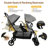 Double Stroller with Twin Seats, 5-Point Harness, Adjustable Canopies, Gray-125367285