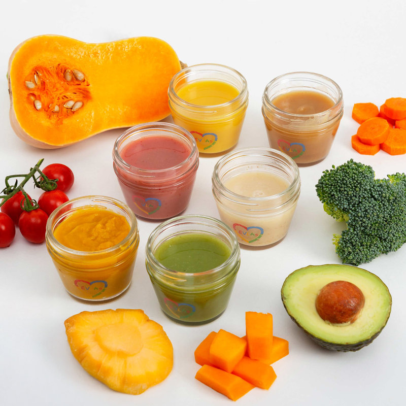 Contenants pour aliments pour bébés - paquet de 12 - pots en verre de 4 oz avec couvercles - sans BPA, allant au micro-ondes, au congélateur et au lave-vaisselle 