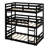 Twin Over Twin Over Twin Rubber Wood Triple Bunk Bed – Two Built-In Ladders, Guardrails & Detachable Design-1434985109