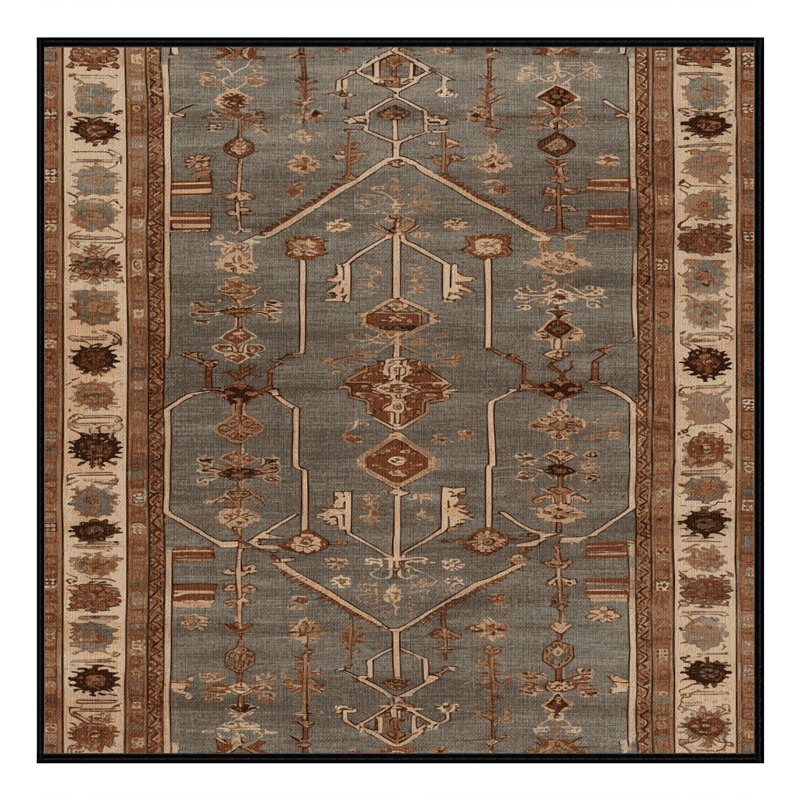 Tapis brun turc lavable à la machine, Carré 5 pi
