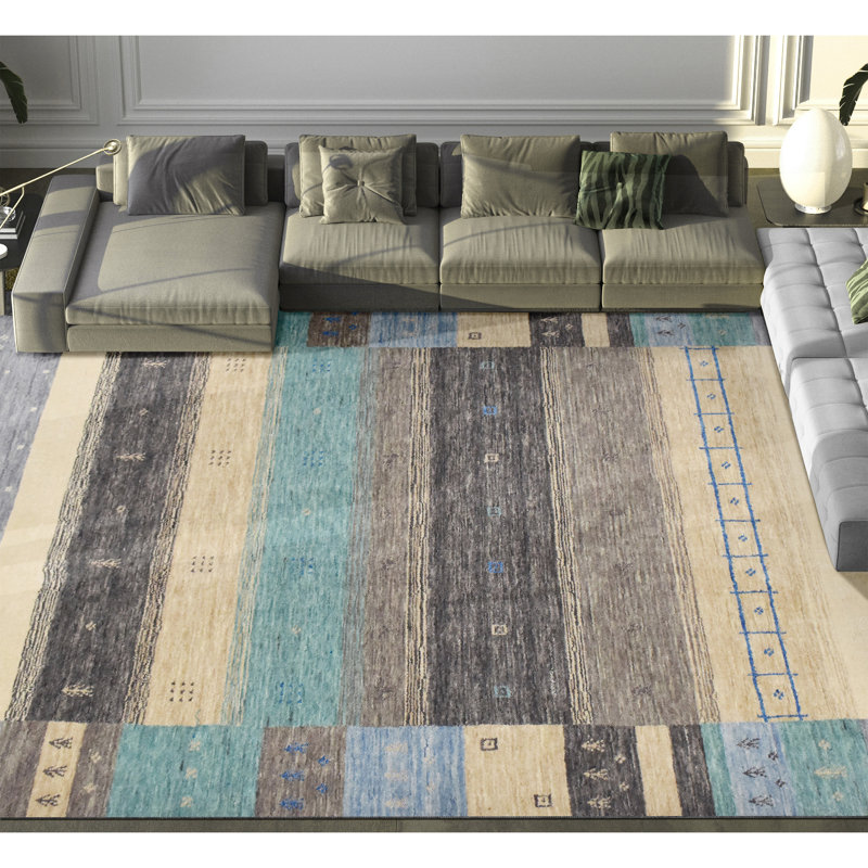 Handmade Wool Striped Area Rug, Rectangle 4' x 6'