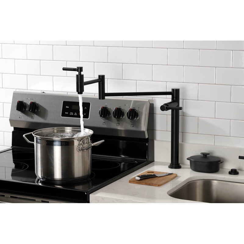 Kingston Brass Kaiser Two-Handle 1-Hole Deck Mount Pot Filler Faucet, Matte Black