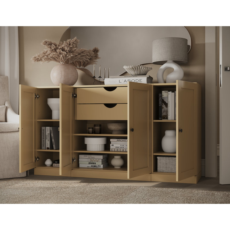Buffet 65% avec portes Shaker, 2 tiroirs et tablettes réglables Palace Imports, Jaune