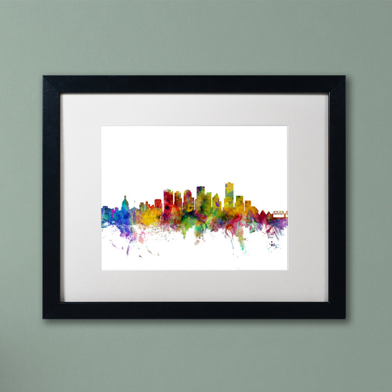 "edmonton canada horizon" , impression encadrée, H 11 po x l 14 po x P 0,5 po, Blanc