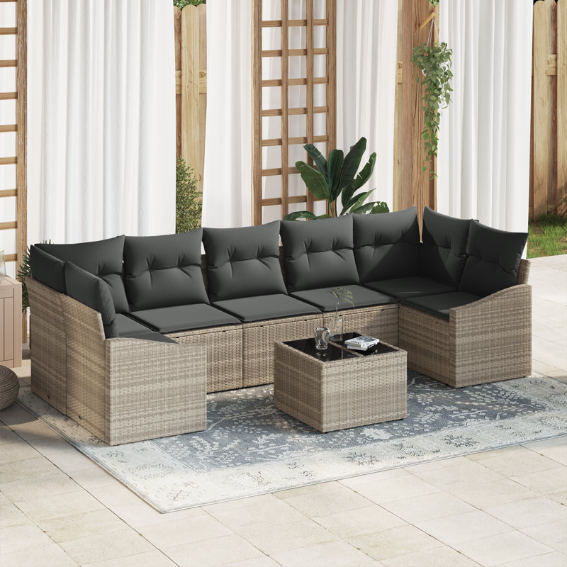 289cm Wide Patio Sofa with Cushions