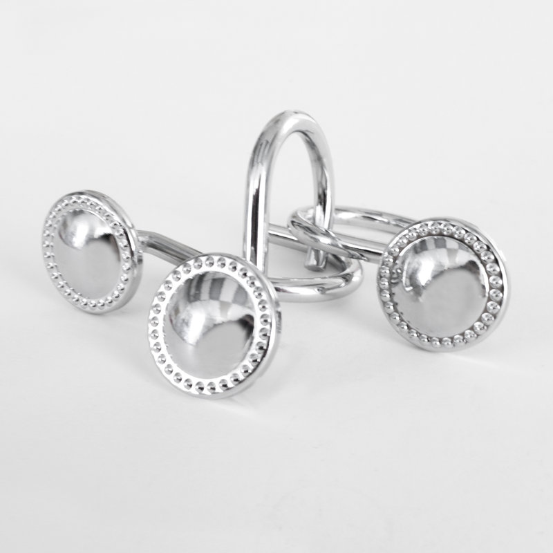 Chrome Button Design Rust-Resistant Shower Curtain Hooks Set