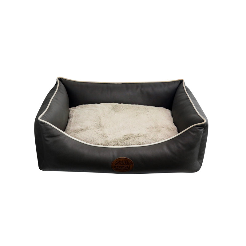 Faux Leather Pet Bed, 28cm H x 70cm W x 56cm D, Grey Slate 75cm