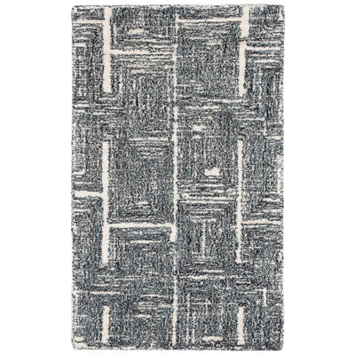 Tapis abstrait en laine et coton touffeté à la main en ivoire / noir Claiborn