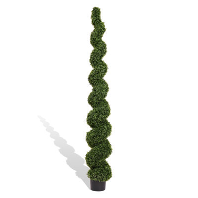 Arbres topiaires en spirale artificiels de 7 pi avec de grands arbres en pot vert tordu pour la décoration du jardin de la véranda, 1pc / ensemble
