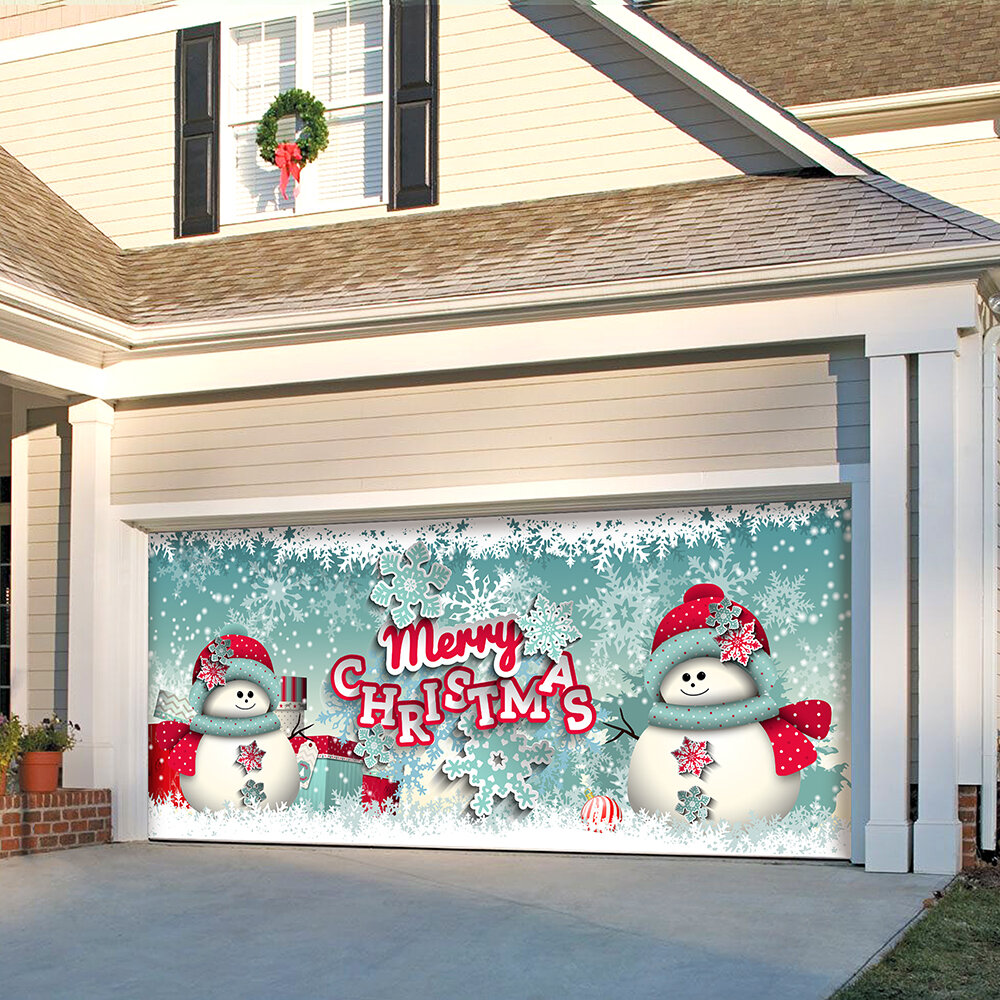 The Holiday Aisle® 2 Snowmen Merry Christmas Garage Door Mural 