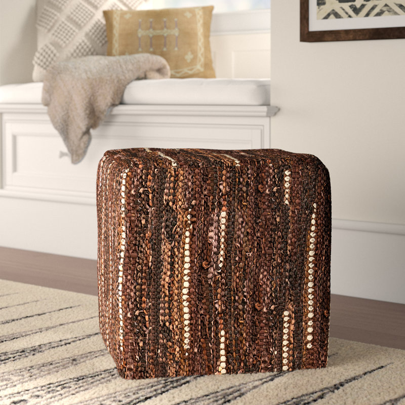 Pouf carré en cuir véritable Lissette