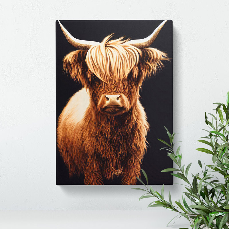 A Splendid Highland Cow - Print, Wrapped Canvas, 50cm H x 35cm W x 3cm D, No Matte