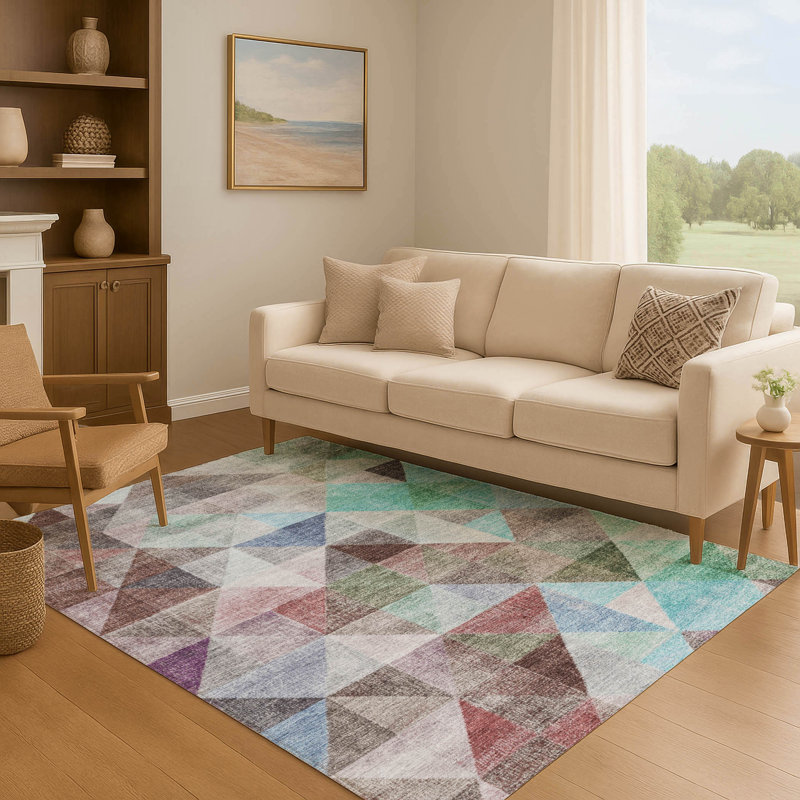Premium Machine Washable Bissen Geometric Rug, Rectangle 10' x 14'