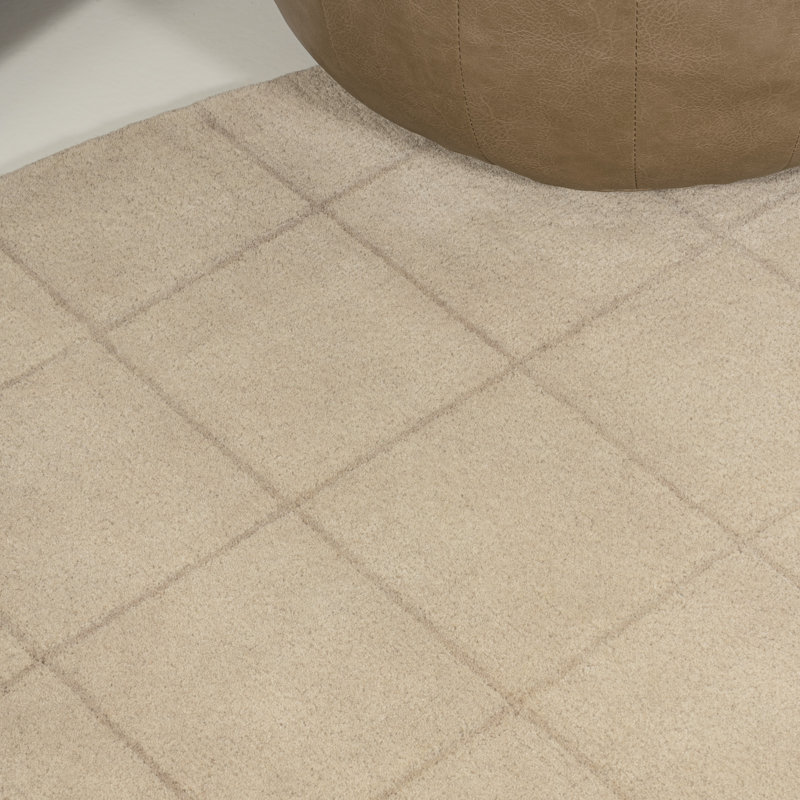 Tapis beige / brun clair en laine tissée à la main Gibbie Bean, Novateur 8 pi x 10 pi