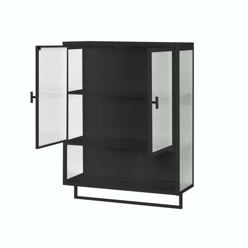 Cleother Iron Bathroom Cabinet, Black