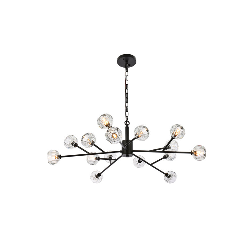Luminaire suspendu sphérique spoutnik 15 lumières Alaiah, Noir