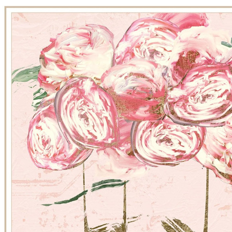 "Ensemble de deux pivoines", impression encadrée, Cadre d'angle fermé en bois massif blanc