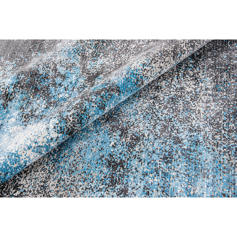 Tapis gris anthracite et bleu noué à la main de haute qualité, Rectangle 10' x 14'