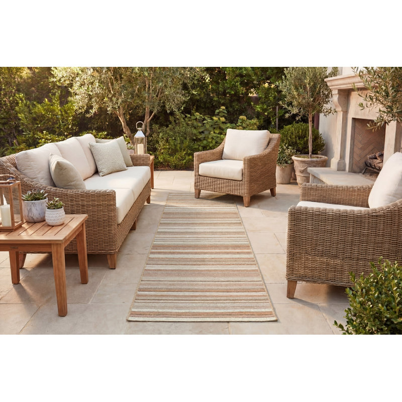Kopp Striped Indoor / Outdoor Rug, Runner 2'2" x 7'7"