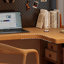 Bureau en L en bois massif Burlywood, bureau-118343189-118343187