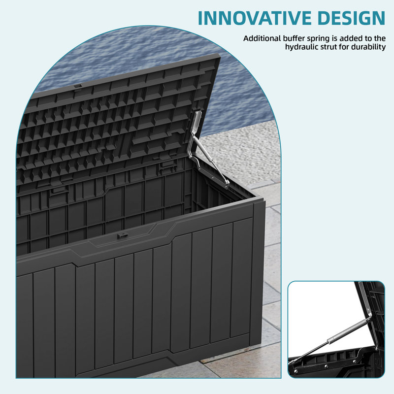 Balconera 46.3'' W 80 Gallons Water Resistant Resin Lockable Deck Box, Black