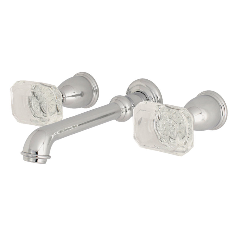 Kingston Brass Krystal Onyx Two-Handle 3-Hole Wall Mount Bathroom Faucet