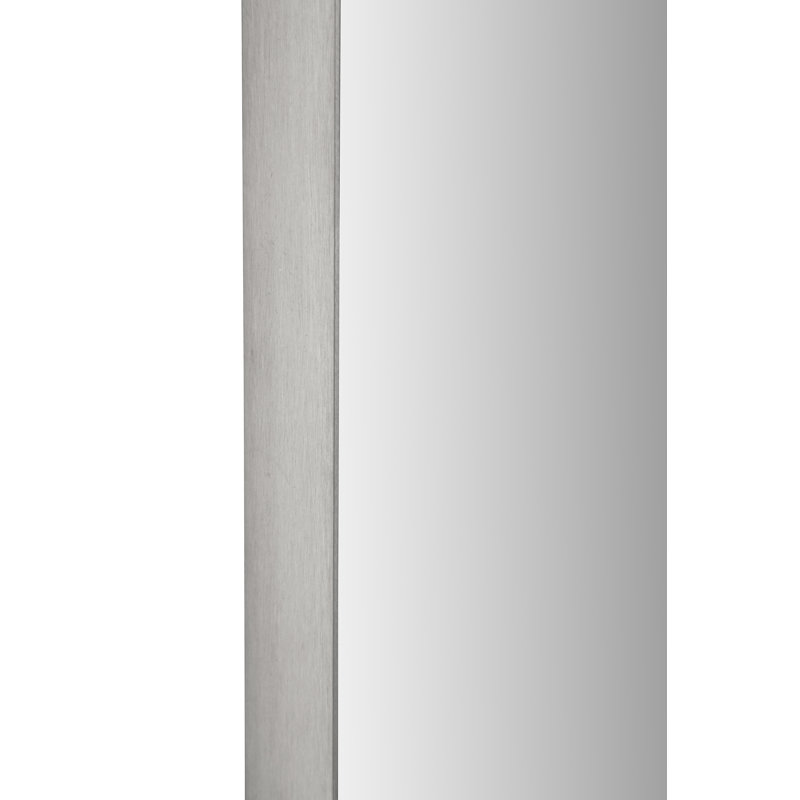 Stainless Steel Oval Wall Mirror, Brushed Silver