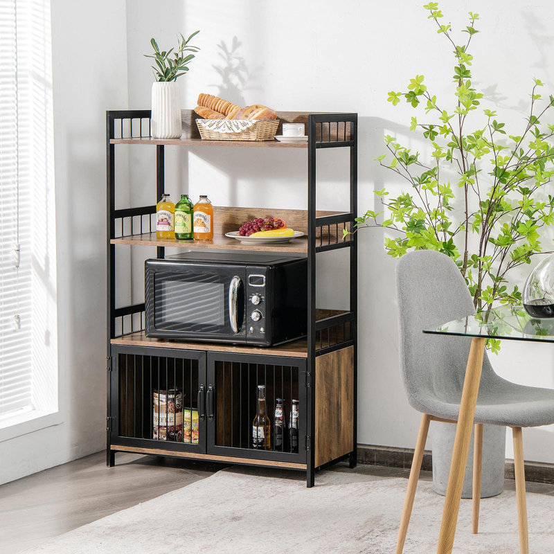 Bois standard en acier 31,5 po Tottenville avec rangement pour bouteilles de vin