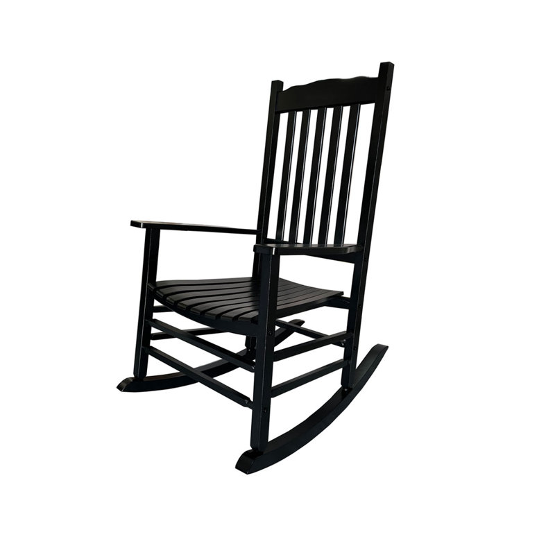 Chaise berçante d'extérieur en bois massif Dariell, Noir