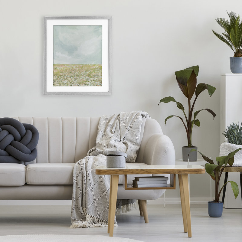 «Budding Field In Spring», reproduction sous verre encadrée, conception par Leah Straatsma, Cadre de ferme gris