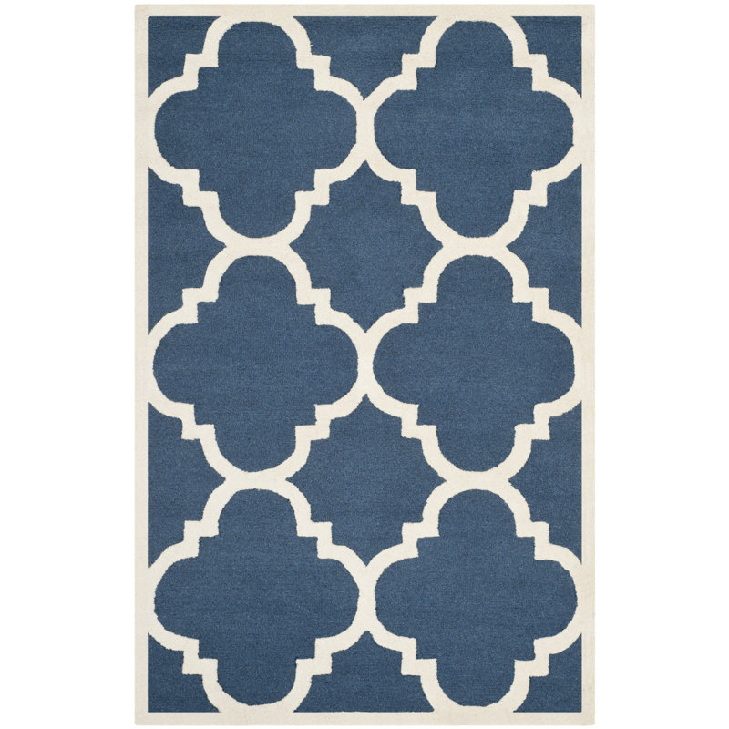 Keith Geometric Wool Hand Woven Area Rug, Rectangle 91 x 152cm