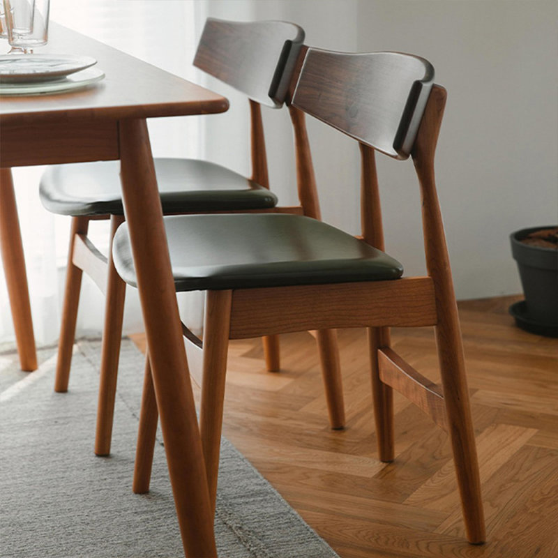 Chaise d'appoint à dossier solide vert et brun noisette (ensemble de 2)