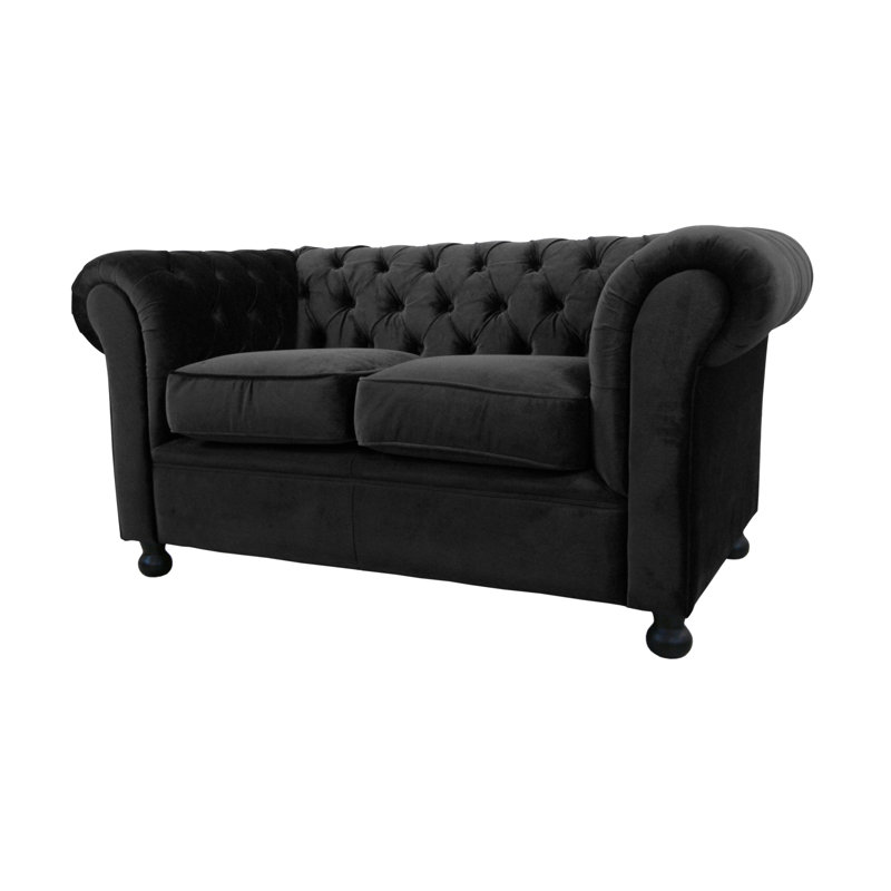 Burks 2 Seater Velvet Loveseat, Anthracite