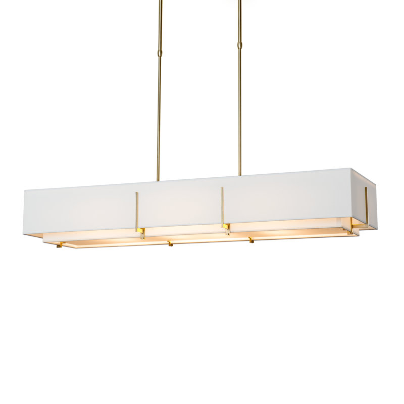 Exos 4 - Light Unique/Statement Linear Pendant, Natural Anna Shade, Modern Brass