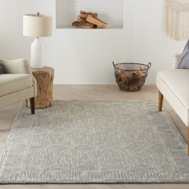 Handmade Tufted Wool Gray Area Rug, Rectangle 5'3" x 7'3"