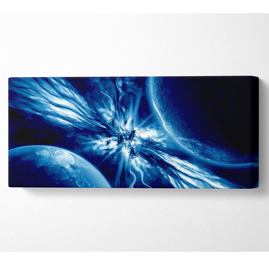 Blaue geflügelte Planeten - Kunstdrucke auf Leinwand - Wrapped Canvas