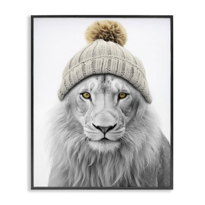 Lion in Winter Hat Giclee Art by Sasha