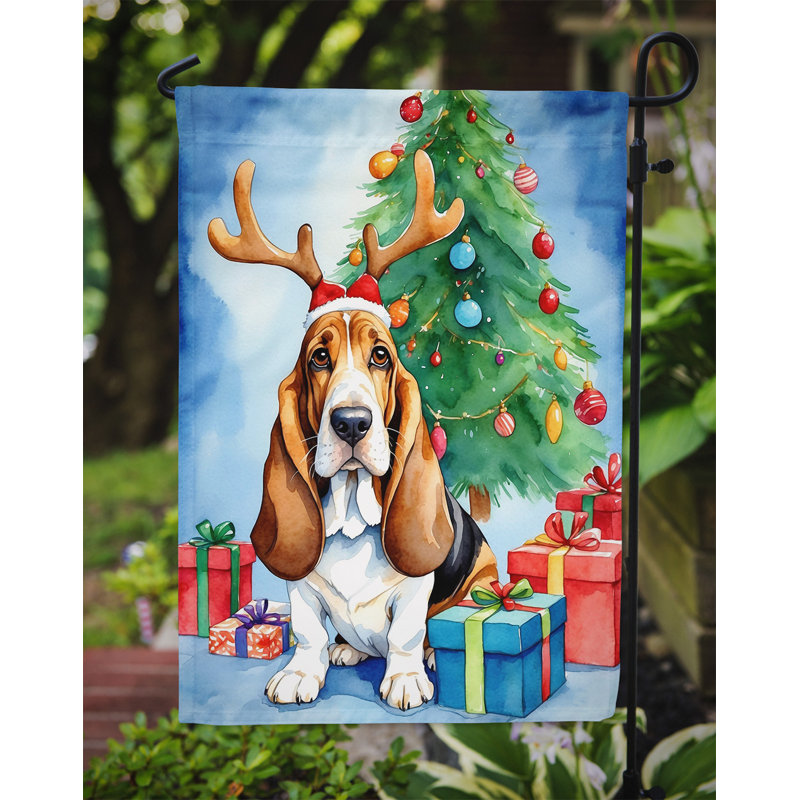 Drapeau de Noël renne de jardin, Basset hound