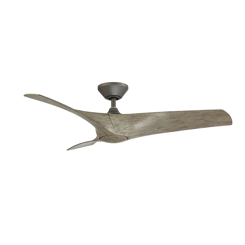 Zephyr 52" Graphite and Weathered Wood Smart Ceiling Fan with LED Light and Remote