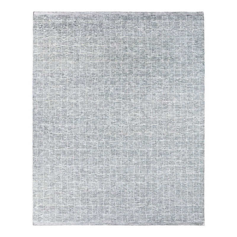 Jaipur Living Mugler RIZ05 Handknotted Geometric Ivory and Gray Area Rug (10'x14'), Rectangle 10' x 14'