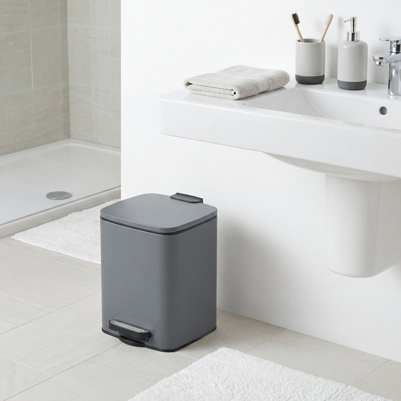 Suhanee Steel Kitchen Trash Can, Grey