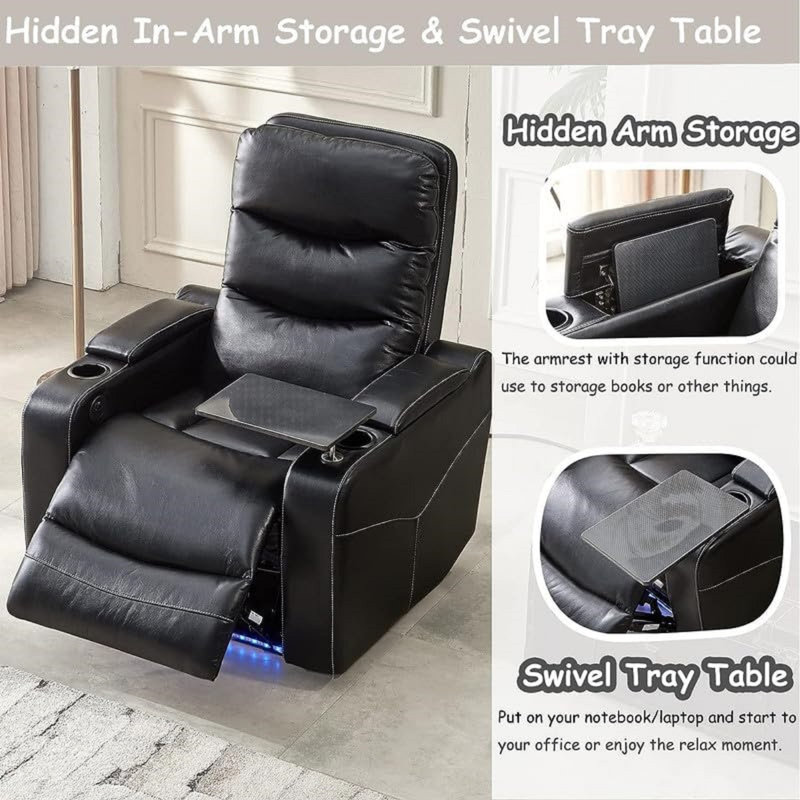 Fauteuil de cinéma inclinable Ventresca, Similicuir noir