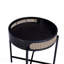Table de bout ronde avec plateau ouvert et pieds en métal au fini noir