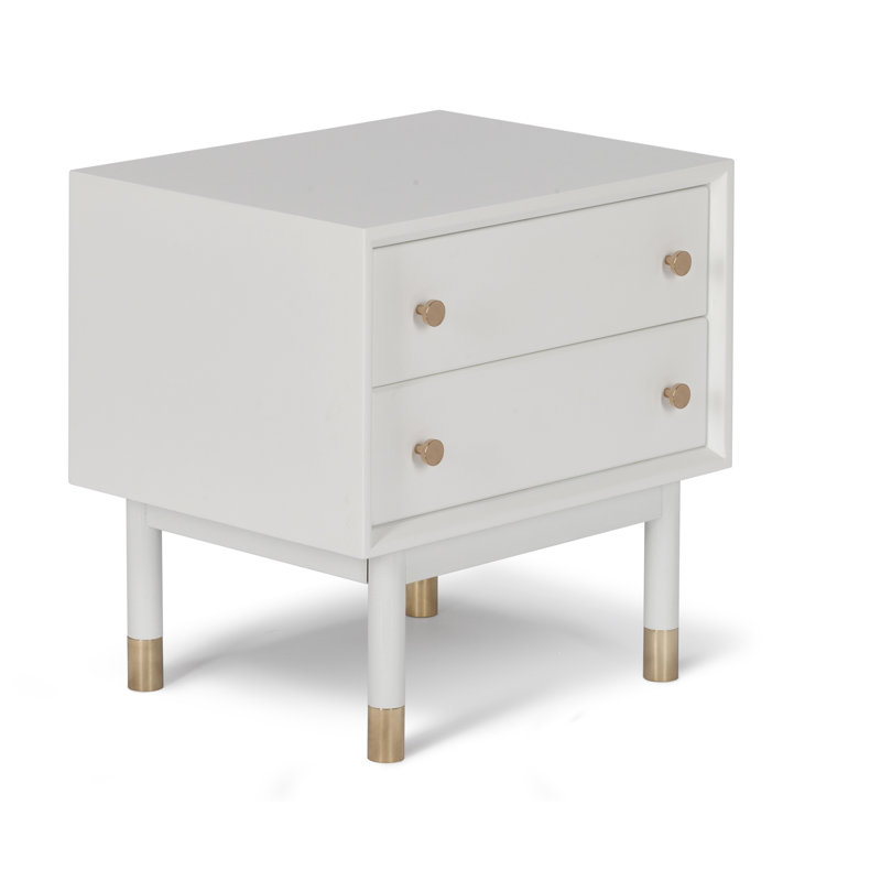 Keddington Solid Wood Top 2 - Drawer End Table, White Top/White Base