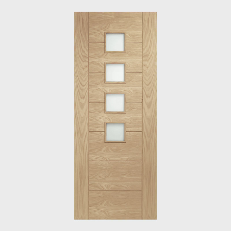 Internal Oak Palermo with Obscure Glass, 1981mm H x 838mm W x 35mm D