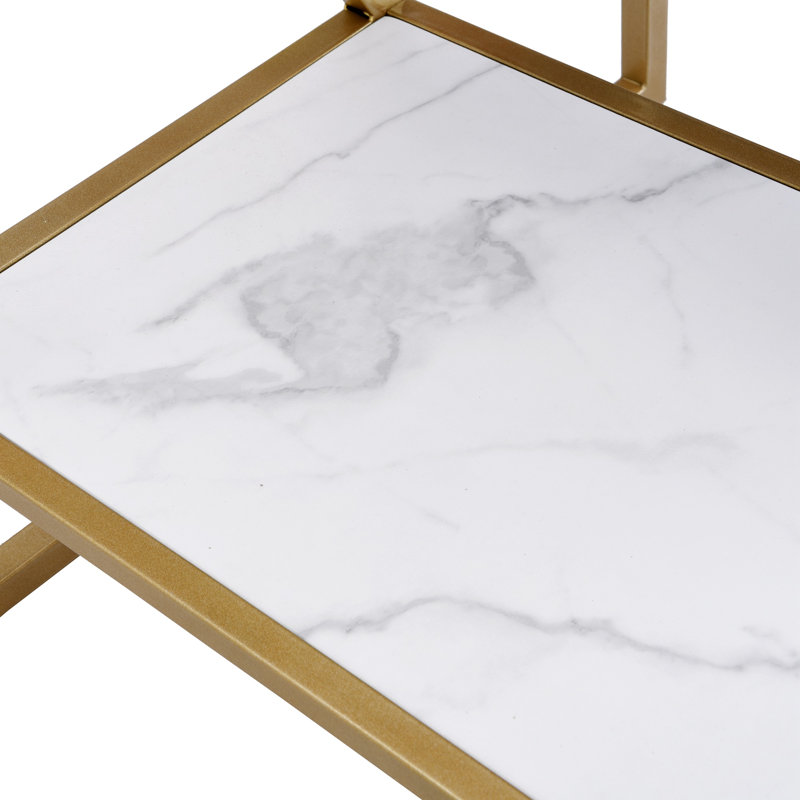 Table basse Alekya, H 21,88 po x L 21,68 po x l 21,68 po, Blanc, Or