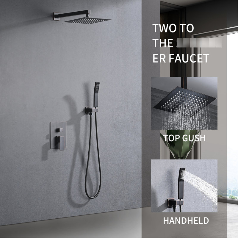 Système de douche mural pour salle de bain avec pomme de pluie 10 po et robinet à main en bronze huilé